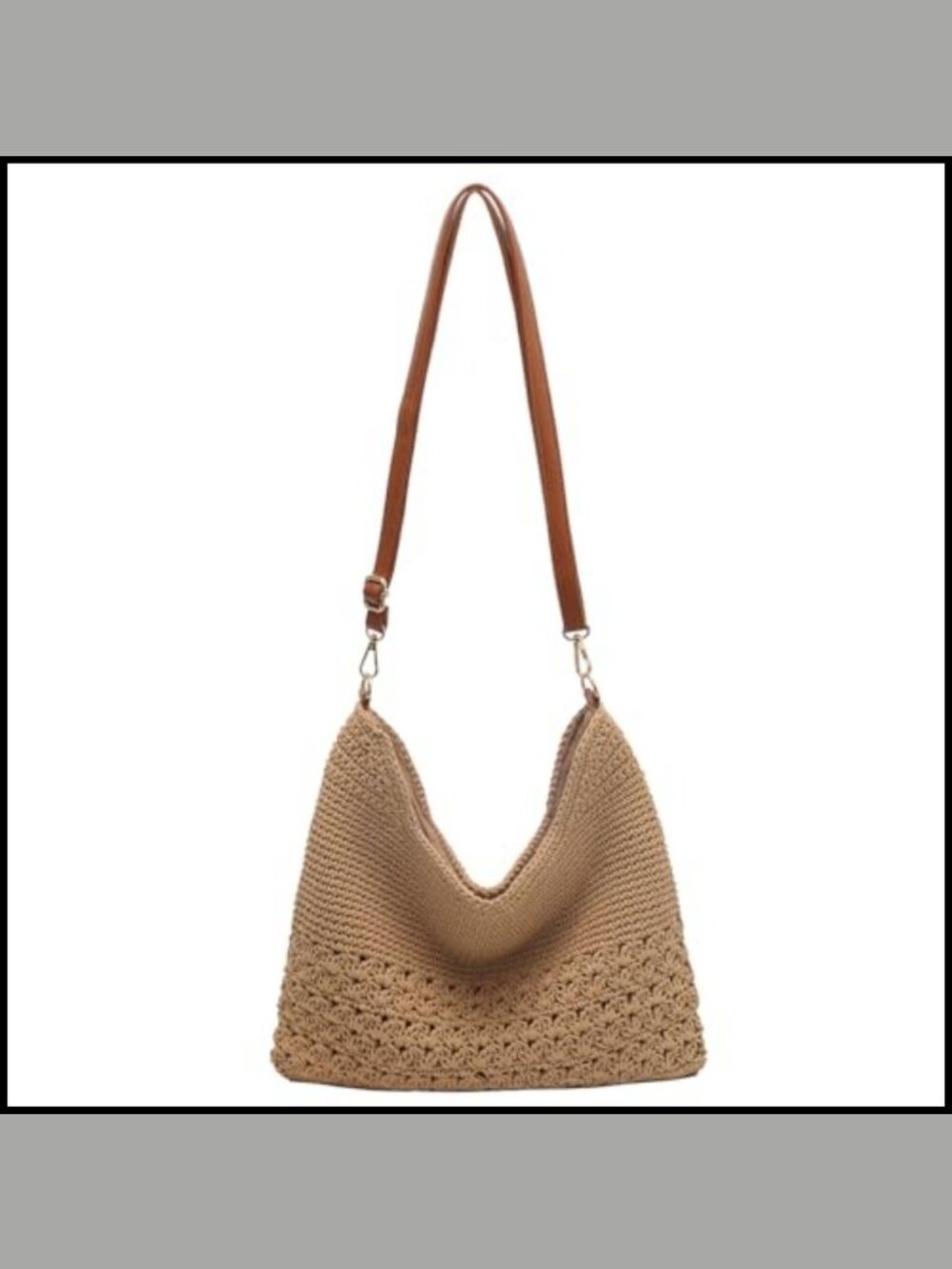 Crochet Crossbody Bag Woven Boho Hobo Handbag Adjustable Strap Beach Tote